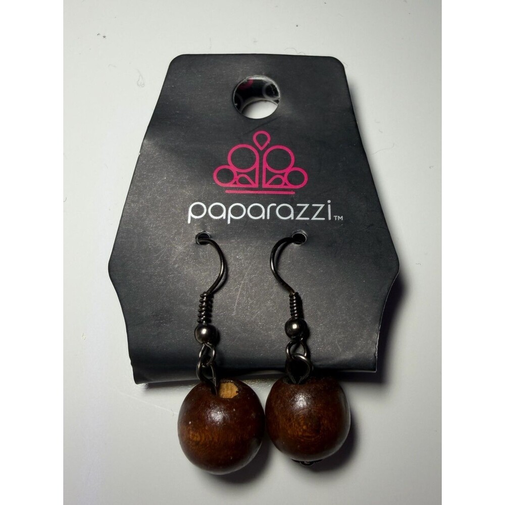 paparazzi Brown Wooden Bead Drop Earrings